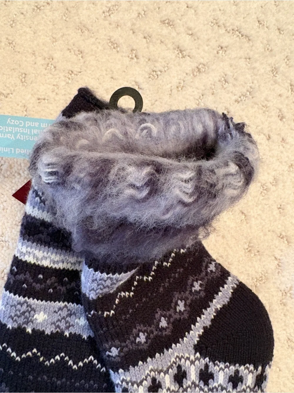 Muk Luks Fleece Cabin Socks NEW Fits Shoe Size 6 to 11 Navy Blue White Fair Isle